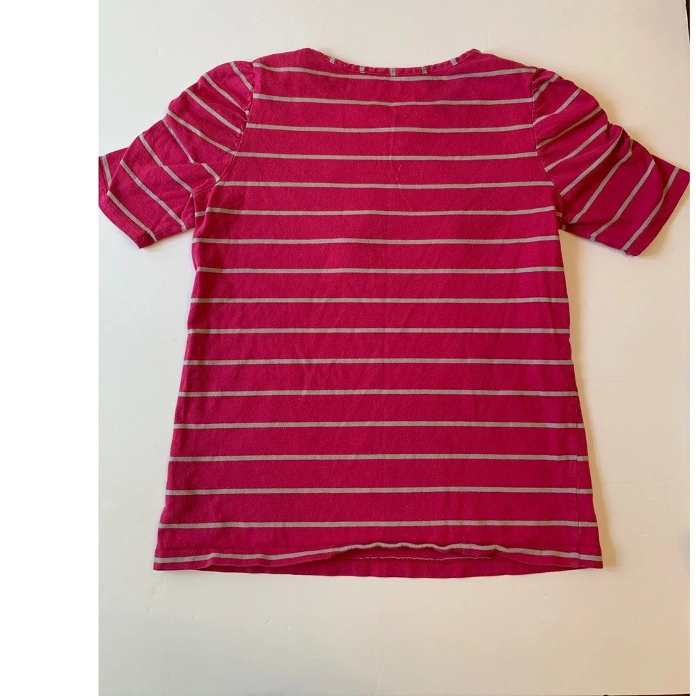The Children's Place Girls Pink Striped Sequin Peace Sign T-Shirt Size XL 14